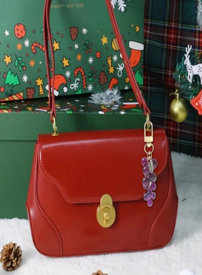 YZYDF Crystal Grape Charm Keychain Sweet Cool Simulated Fruit Keyring Pendant Bag Hanging Ornament Women Backpack Decorations - Image 5